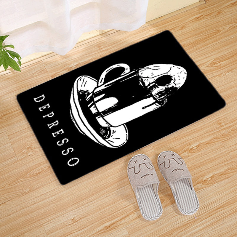 Halloween Flannel Floor Mat Bathroom Toilet Door Non-slop Mats Skull Absorbent Printing Floor Mat