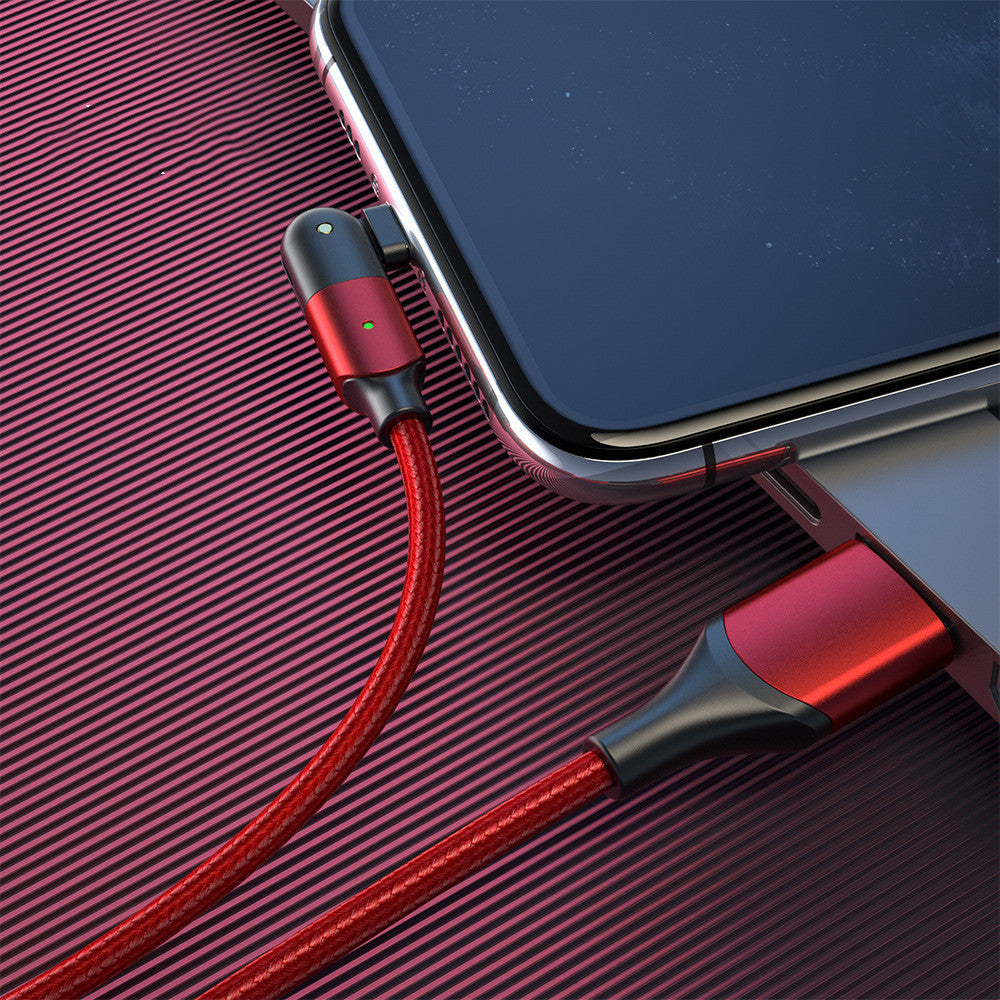 2M 90° Elbow Fast Charging Mobile Phone Data Cable – USB to Type-C / Lightning / Micro USB