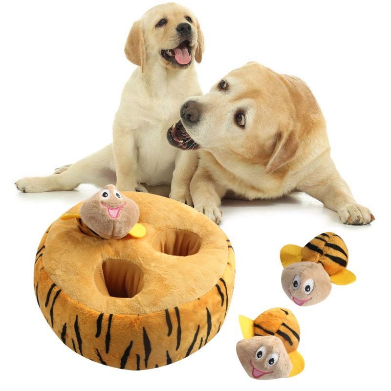 Plush Pet Voice Toys Set with Spring Dolls and Durable Mat