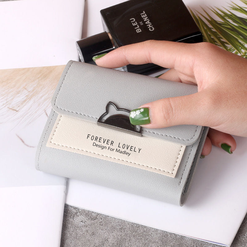 Small Purse Female Short Style Folding Personality Student Mini Money Clip