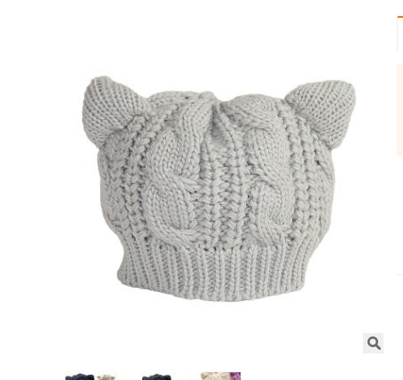Cute Devil Horns Cat Ears Crochet Knit Beanie for Women