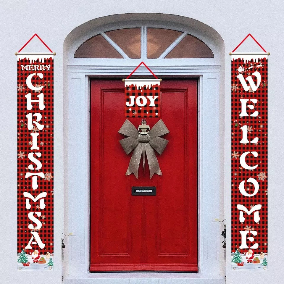 Christmas Couplet Curtain Banners Hanging Flag Window Pendants