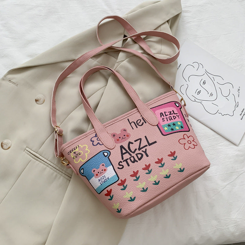 Cartoon Doodle Bucket Bag for Women
