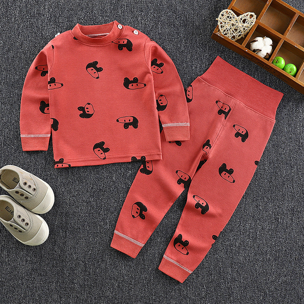 Children's High Waist Belly Protective Pants Set