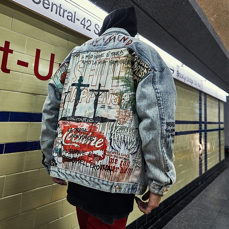 Urban Devil Graffiti Vintage Denim Jacket – Unisex Autumn Edition