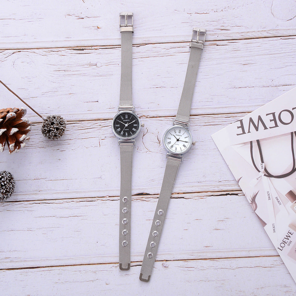 Elegant Roman Numeral Quartz Watch with Alloy Strap and Pin Buckle