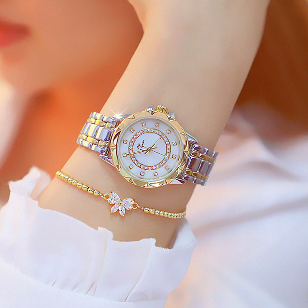 Luxury ladies full diamond steel band quartz watch