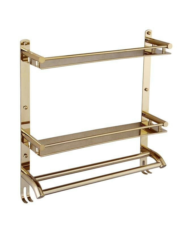 Stainless Steel Double Bathroom Towel Rack – Wall-Mounted Towel Holder