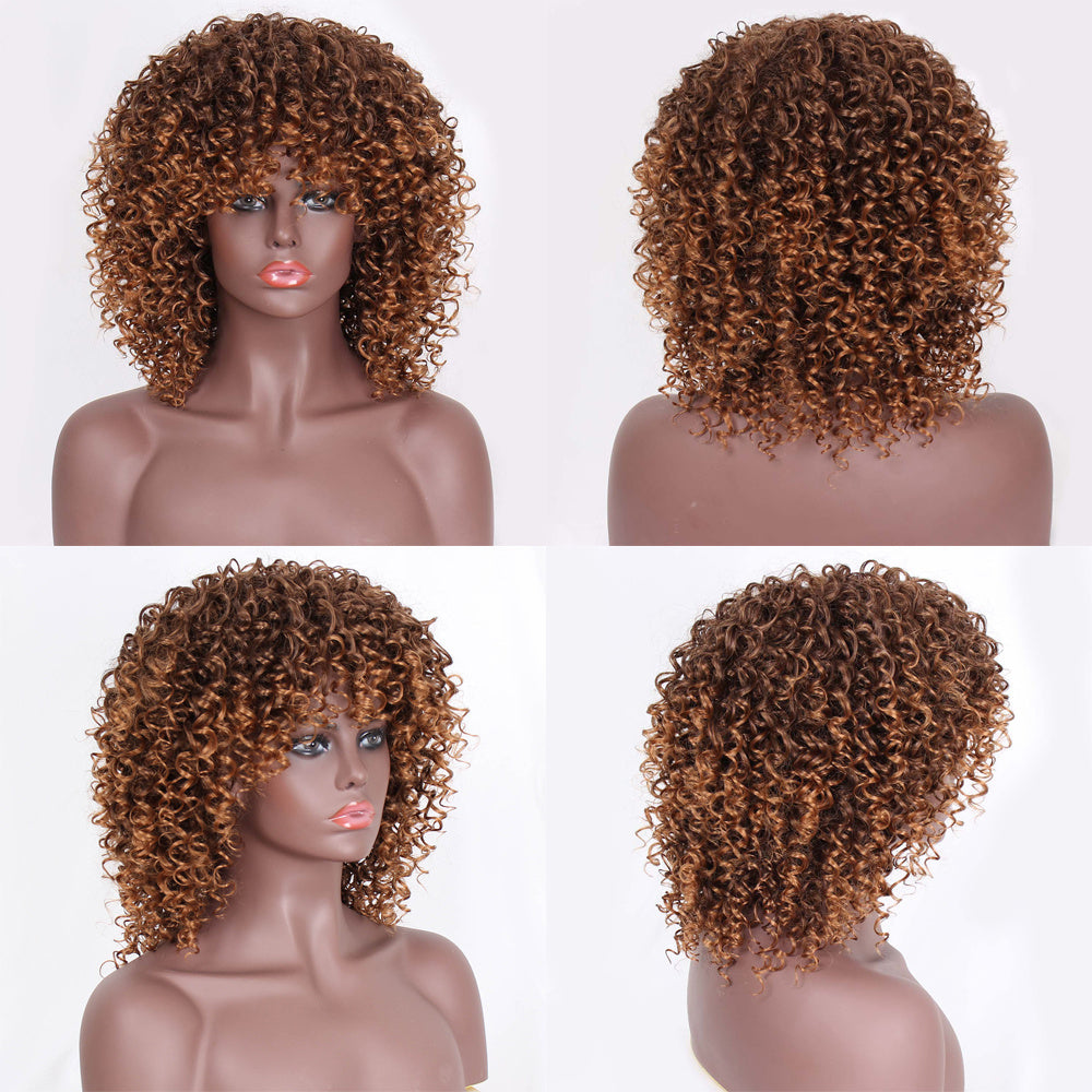 Wig female short curly hair headgear