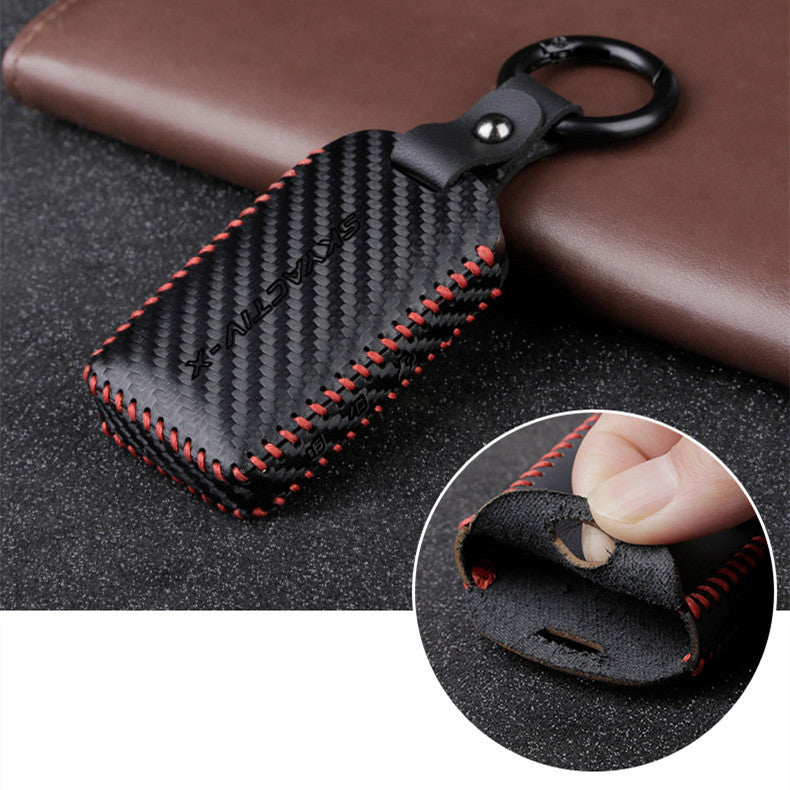 Premium Leather Car Key Fob Case – Zipper Holder with Keychain