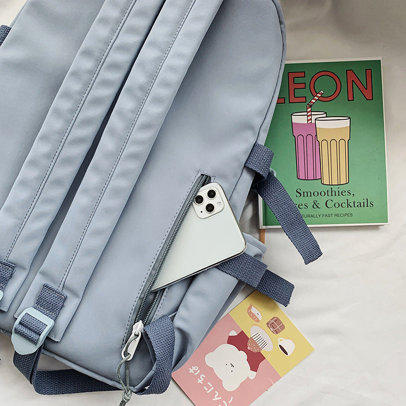 Women's Nylon Casual Campus Backpack Plain Shoulder Bag