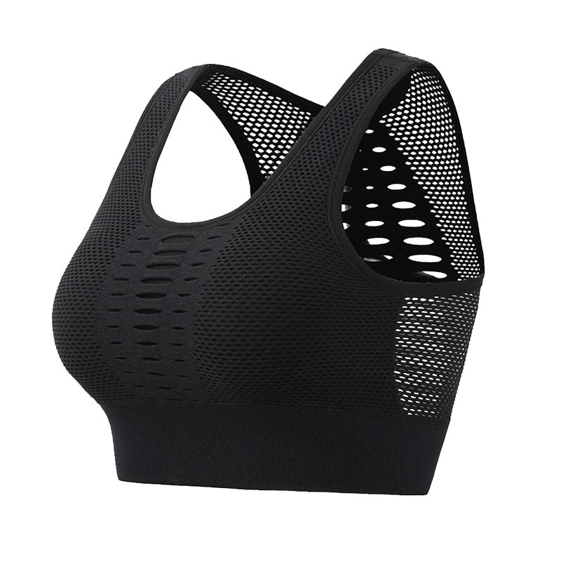 Women’s Mesh Sports Bra – Breathable, Seamless Fitness Top