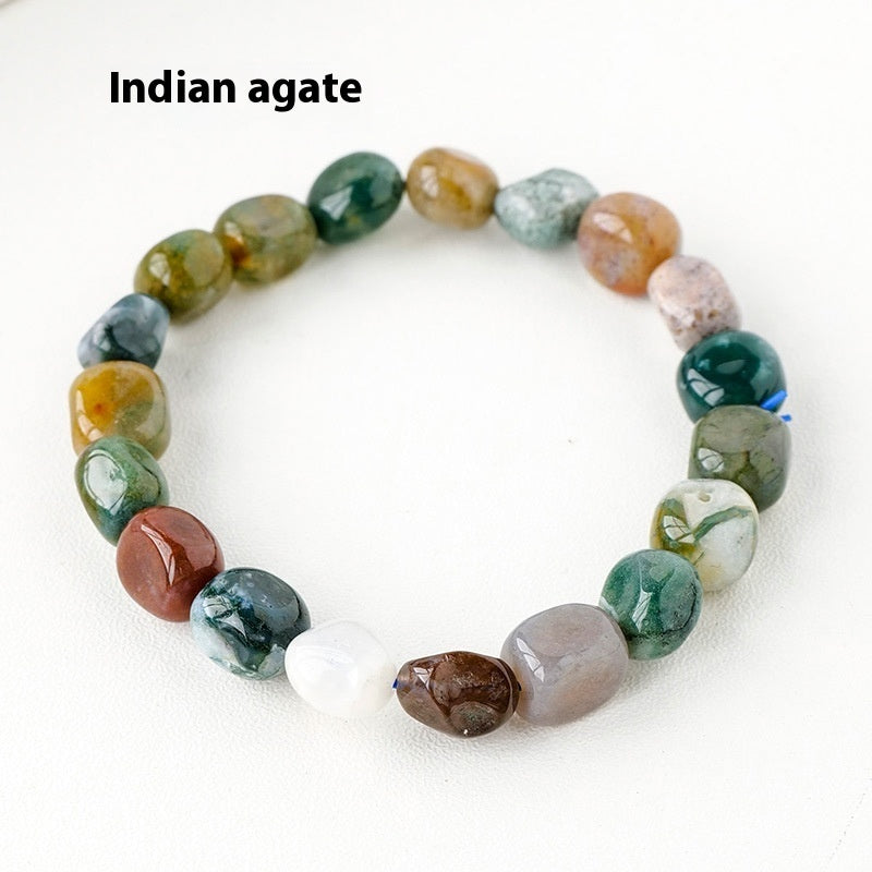 Natural Amethyst Large Particle Gravel Rolling Stone Bracelet