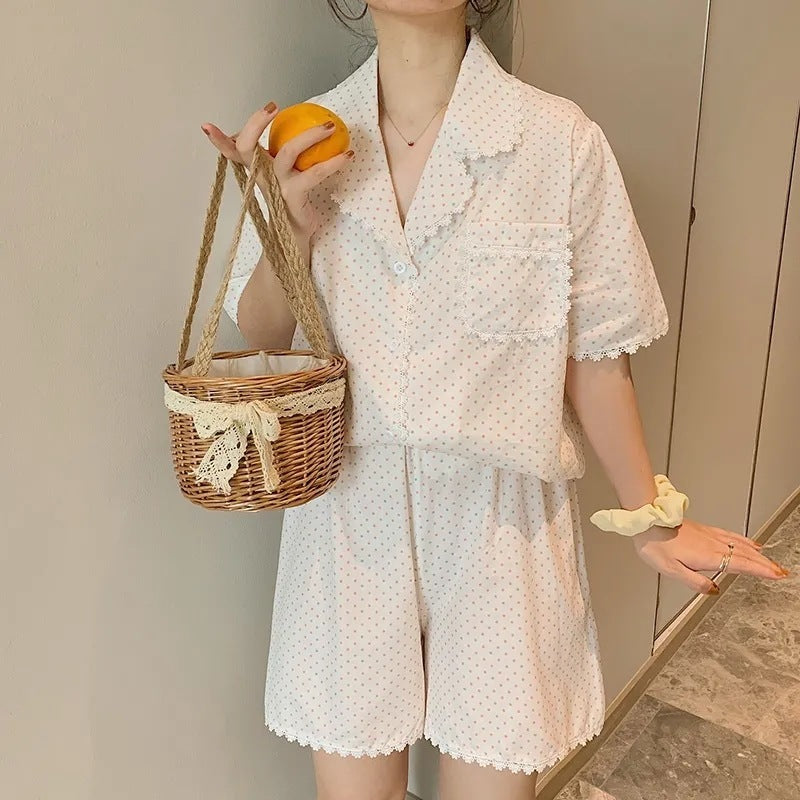 Women's New Loose Simple Polka Dot Loungewear Suit