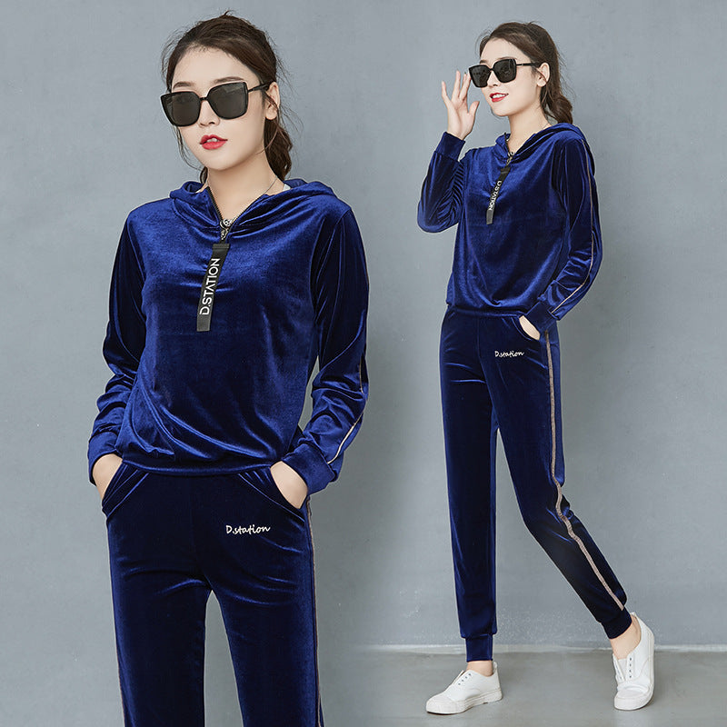 Spring And Autumn Gold Velvet Long Sleeve Loose Sports Jacket