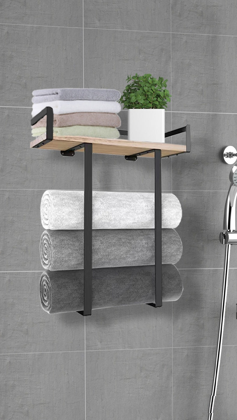 Hanging Bathroom Metal Towel Rack – Wall-Mounted Bar with Hooks