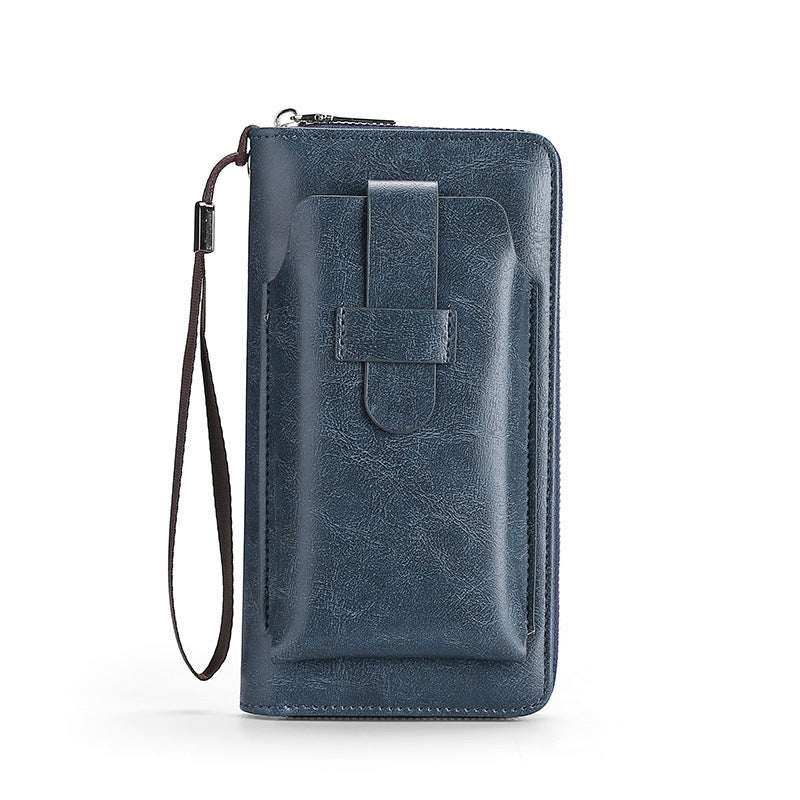 Men's Long PU Leather Wallet With Zipper And Card Slots