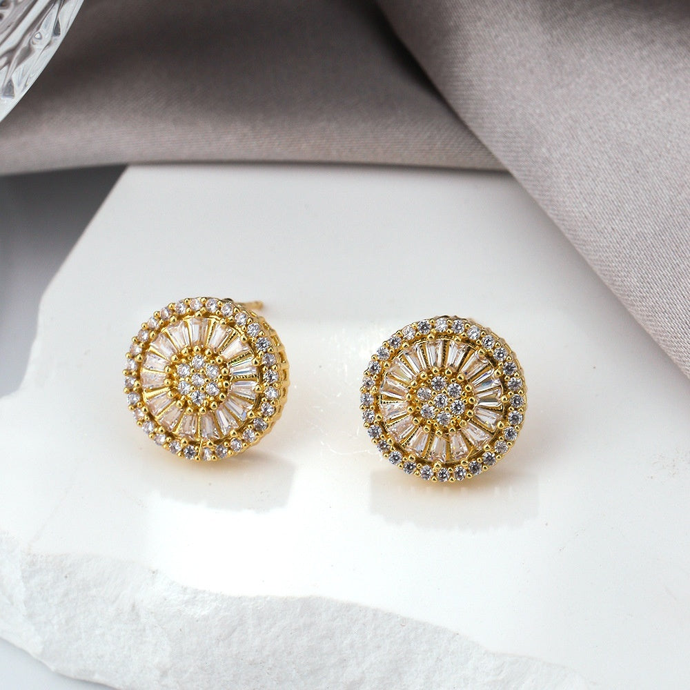 Personalized Ins Style Niche Accessories Round Pattern Design Sense Earrings