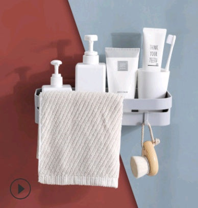 Punch-Free Bathroom Shelf – Seamless Wall-Mounted Rectangular Storage Rack