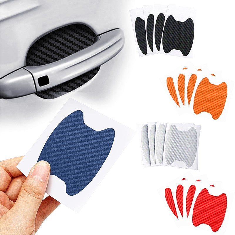 4pcs Carbon Fiber Car Door Handle Stickers – Scratch-Resistant