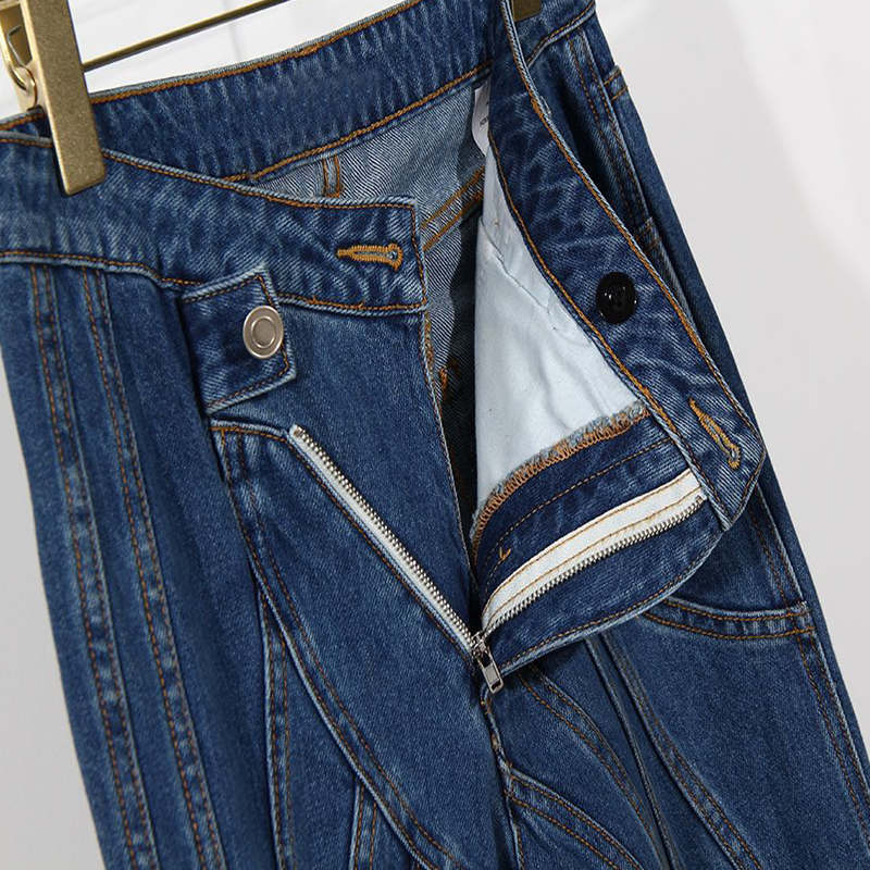 Women's Spring Jeans – Irregular Stripe Stitching Slim Bell Bottoms