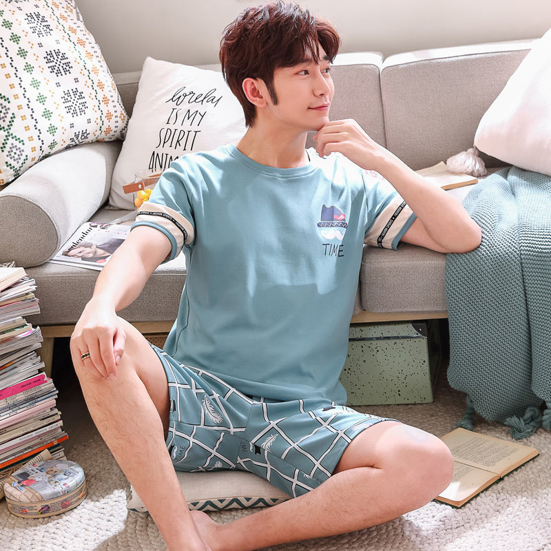 Men's casual short sleeve home service suit