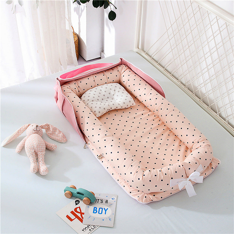 Portable Foldable Cotton Baby Bed – Travel Bassinet with Carry Bag