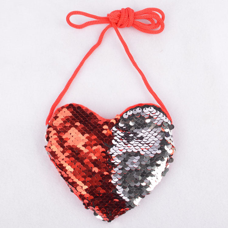 Sequined Love Lanyard Bag – Cute Children’s Coin Purse