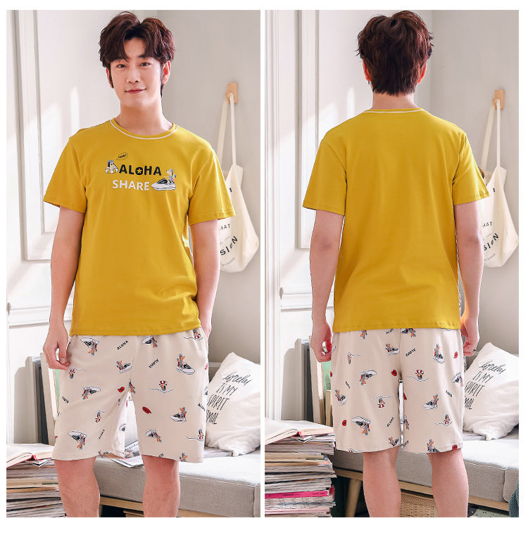 Men's casual short sleeve home service suit