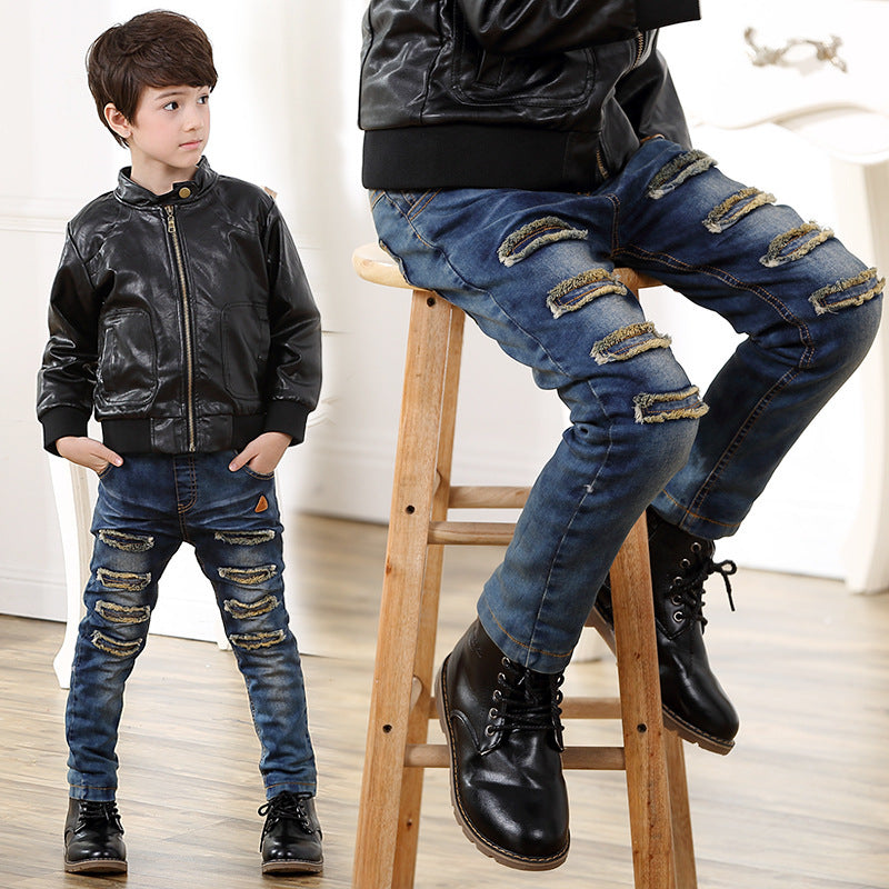 Kids Korean Style Denim Jeans Cotton Trousers Spring