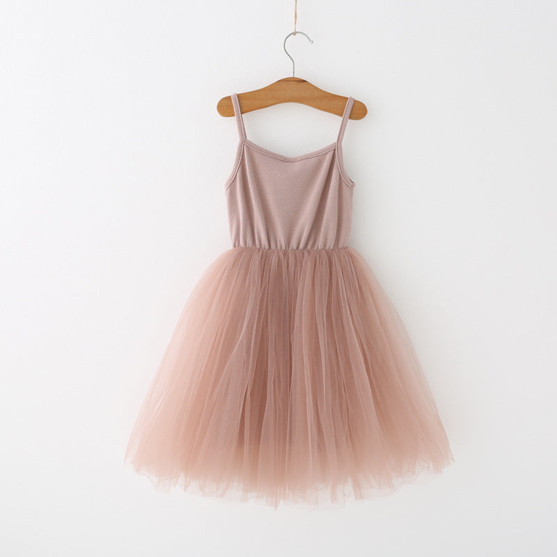 Girls Princess Pleated Suspender Dress Pure Cotton Deluxe