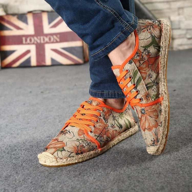 Straw canvas shoes couple models lazy shoes