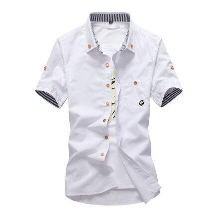 Men's Slim Fit Floral Embroidered Cotton Shirt Casual