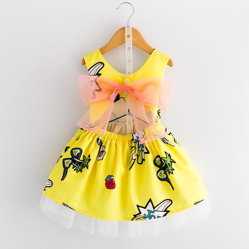 Baby Girl Cartoon Backless Sleeveless Dress – Summer Outfit