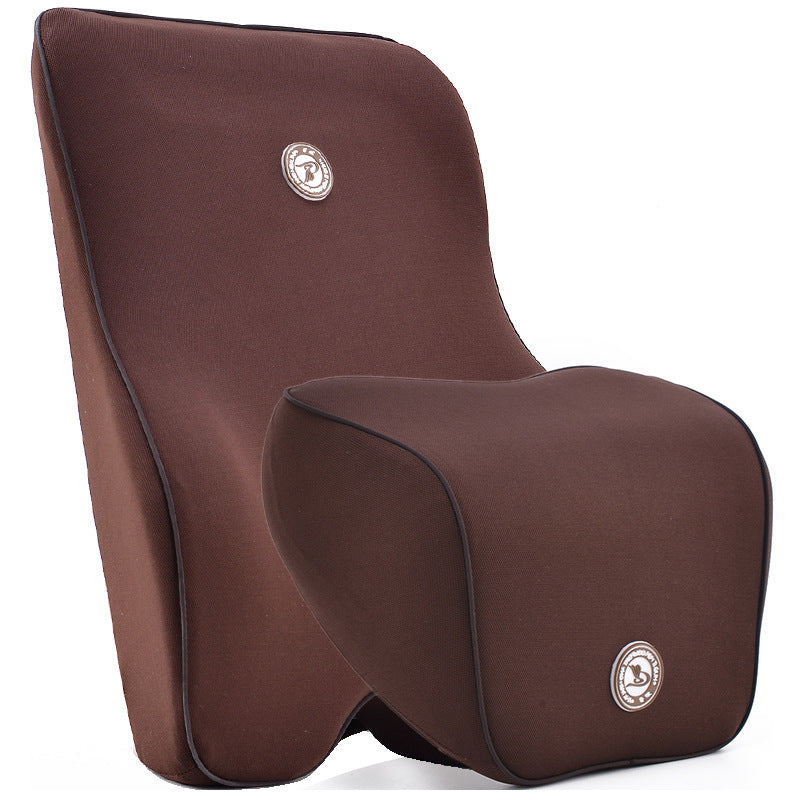 Memory Foam Car Lumbar & Neck Pillow Set – Slow Rebound, 4-Season
