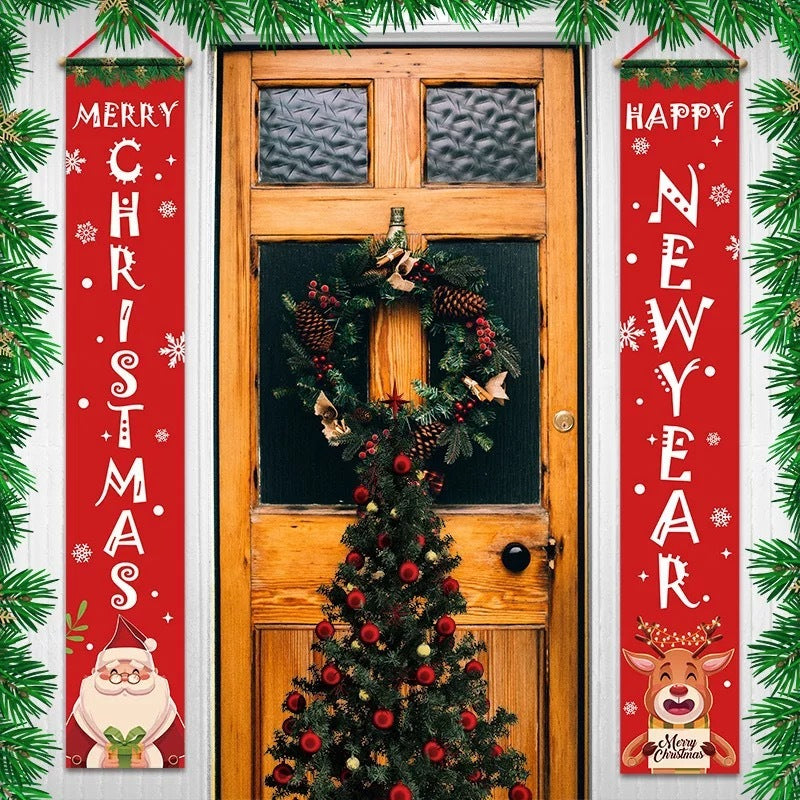 Christmas Couplet Curtain Banners Hanging Flag Window Pendants
