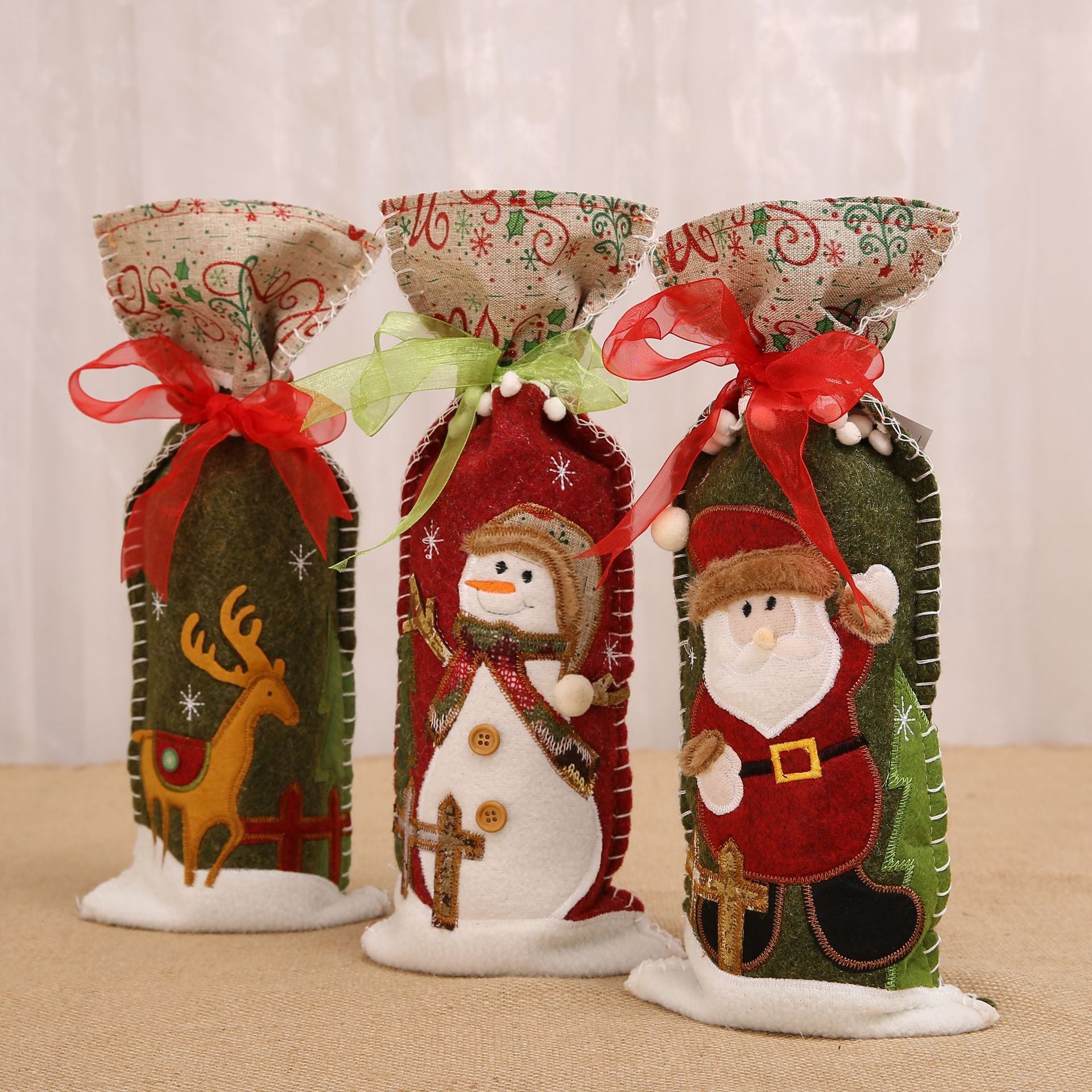 Christmas Wine Bottle Cover Set