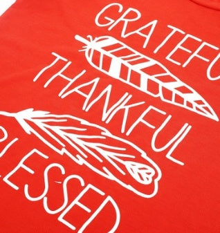 Red Women T-shirt Blessed Print O-Neck
