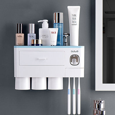 Safe PP Plastic Magnetic Toothbrush Holder With Drawer