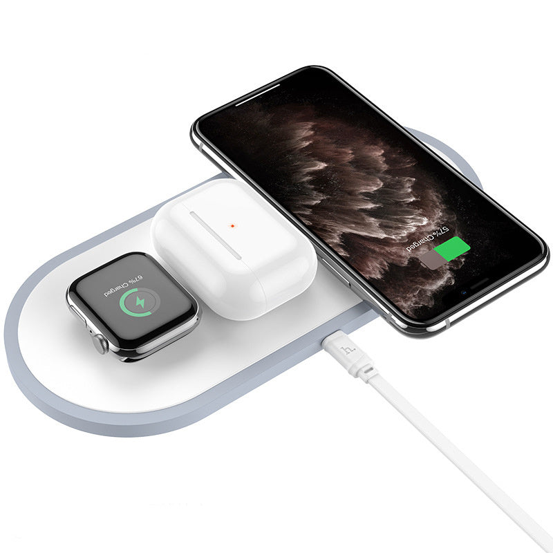 3-in-1 Wireless Charger – 15W Qi Dock for Phone, Watch & Earbuds (USB-C)