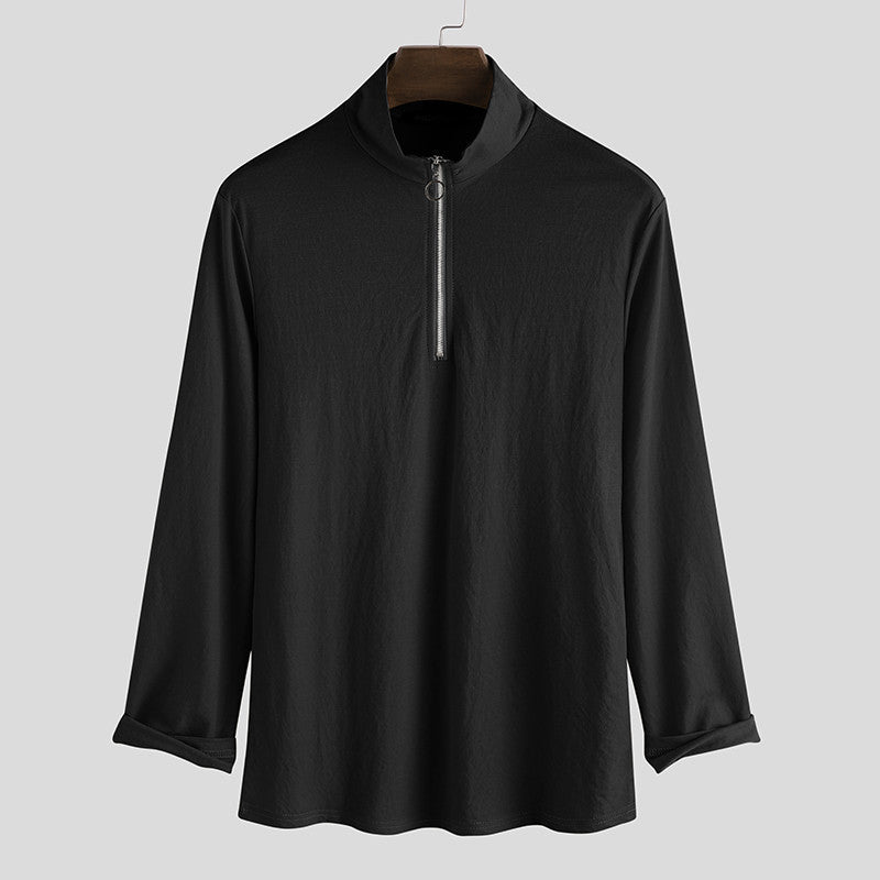Men's zipper long sleeve T-shirt