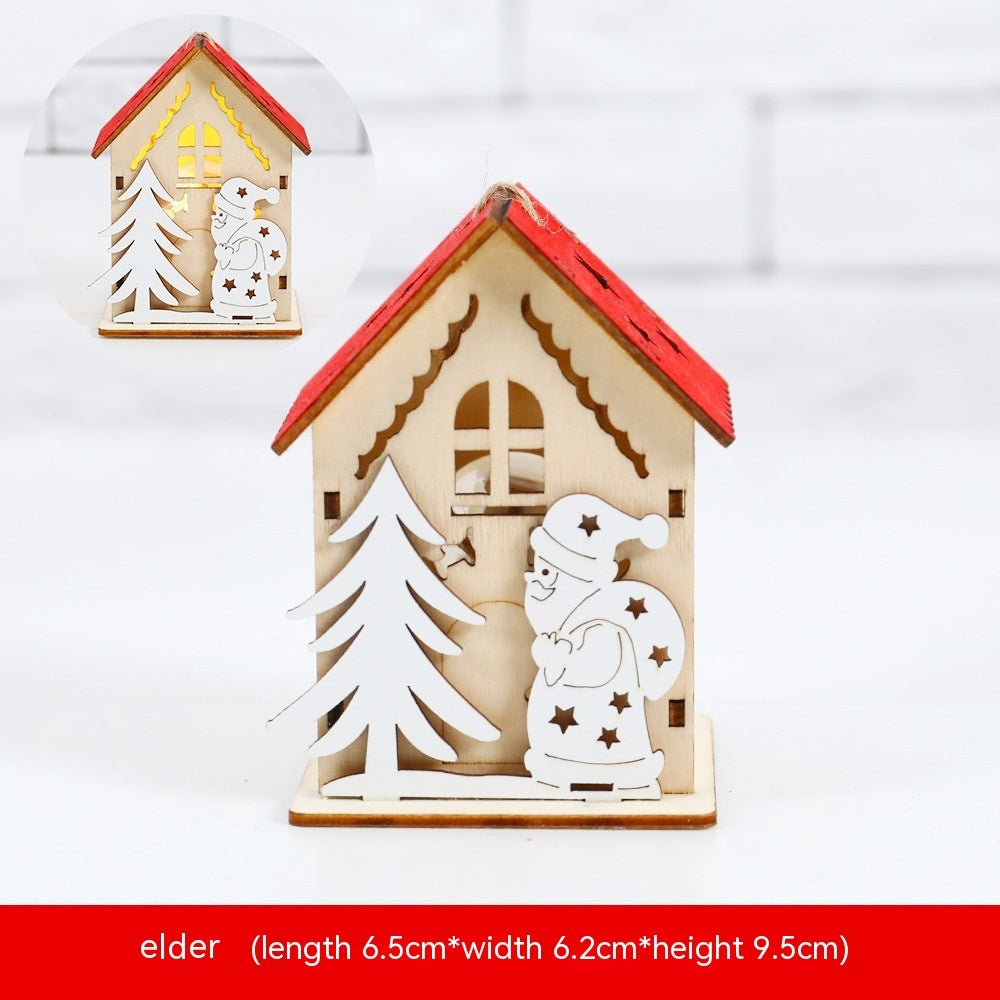 Christmas Decoration Wooden House LED Luminous Small House