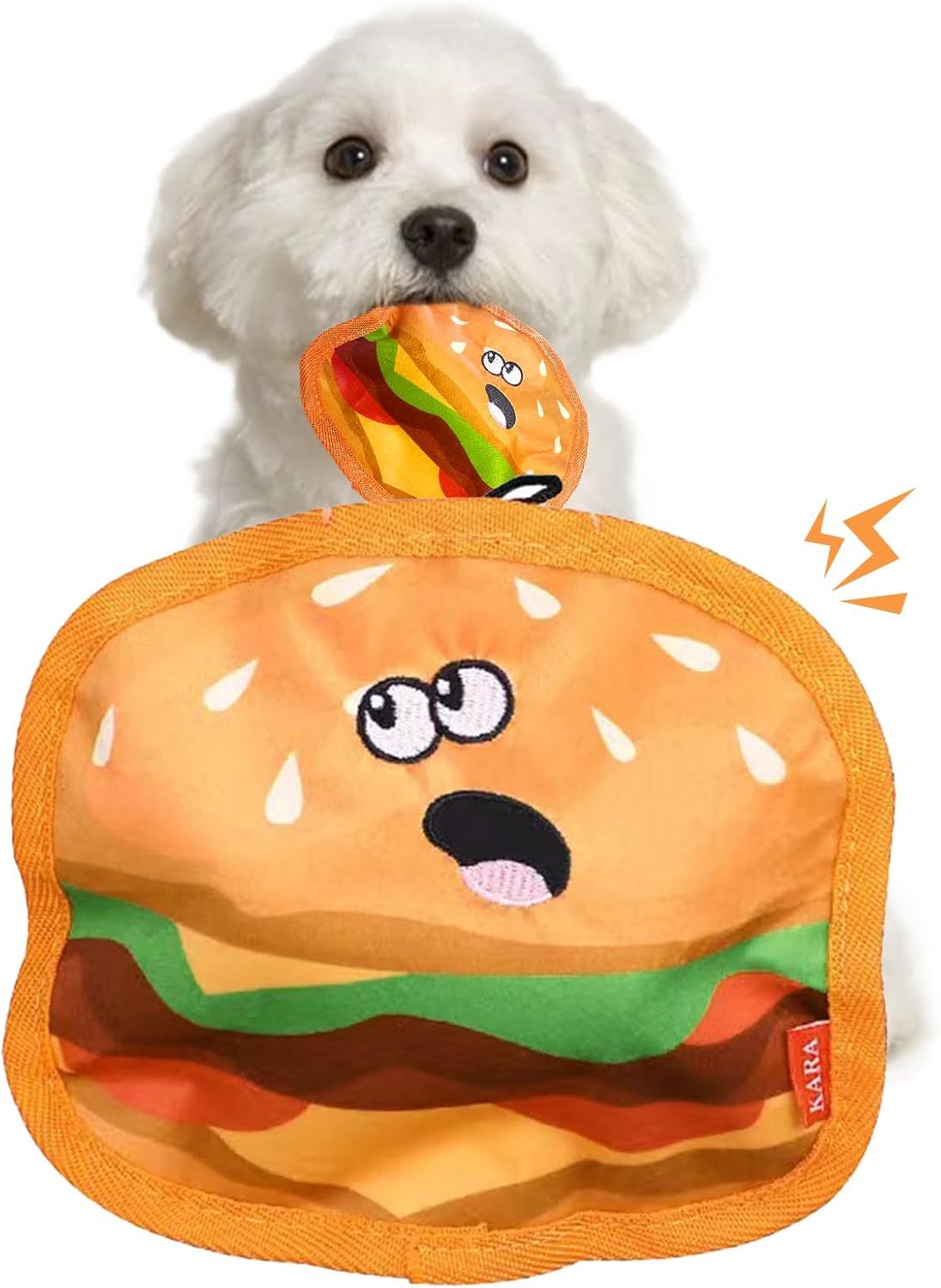 Durable Crinkle Squeaky Hamburger Dog Toy