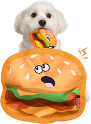 Durable Crinkle Squeaky Hamburger Dog Toy