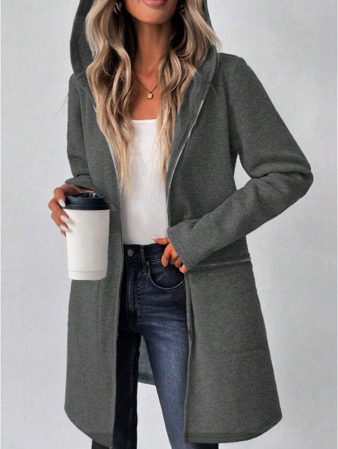 Women's Autumn Hoodie Jacket Drop Shoulder Polyester