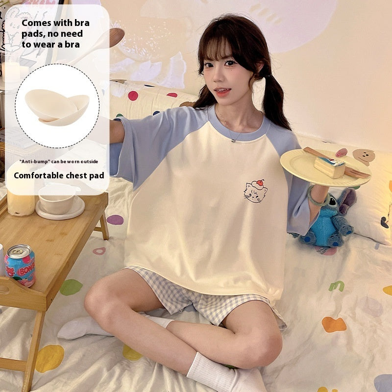 Cartoon Cute Loungewear Can Be Worn Outside With Chest Pad