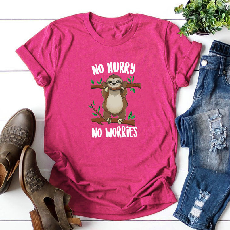 Womens Cotton Printed T Shirt Relaxed Fit Casual Everyday