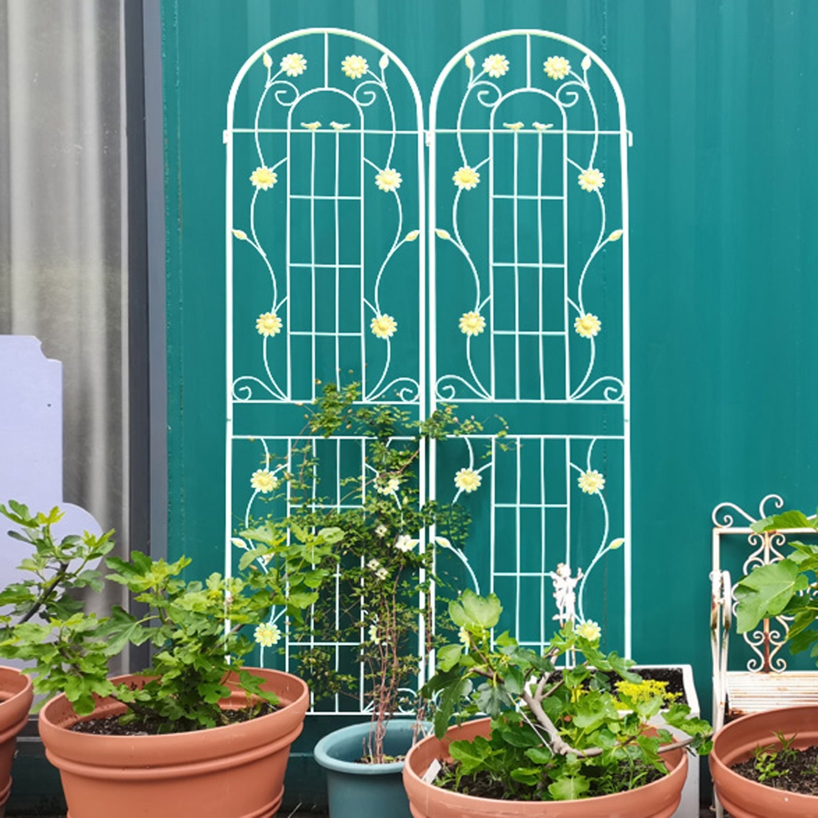 2 Pack Metal Garden Trellis 86.7 X 19.7 Rustproof For Climbing Plants Outdoor