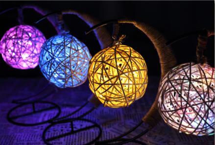 LED Rattan Ball String Lights Creative Copper Wire Decorative Lamp for Bedroom and Christmas