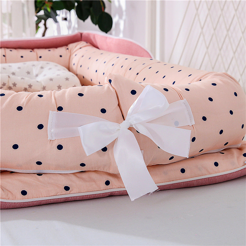 Portable Foldable Cotton Baby Bed – Travel Bassinet with Carry Bag